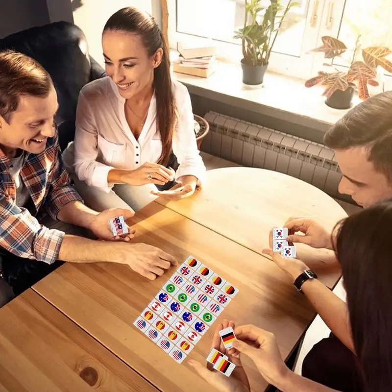 24mm Flag Mahjong 64PCS Mahjong Game Set Game Blocks Mahjong Sets For Party Seaside Escape Game Tiles Flag Pattern Tile Games 2