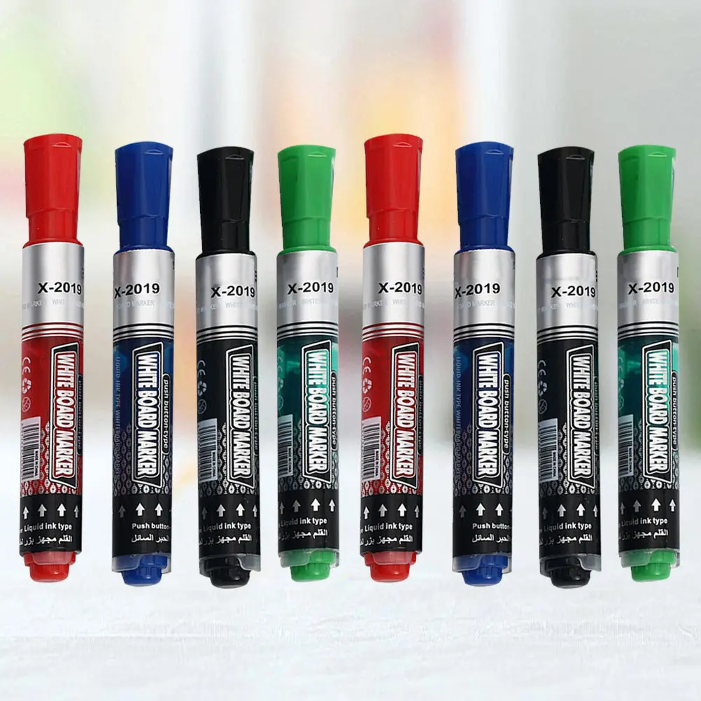 8Pcs 부드러운 쓰기 건식 지우기 마커 프리미엄 방수 친환경 무독성 화이트보드 유리 플라스틱 종이 DIY 공예용