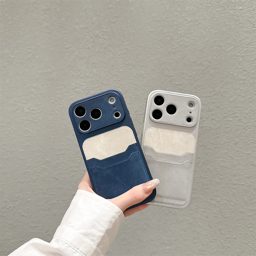 Elegant TPU Leather Card Holder Phone Case with Shockproof Back Cover and Lens Protection