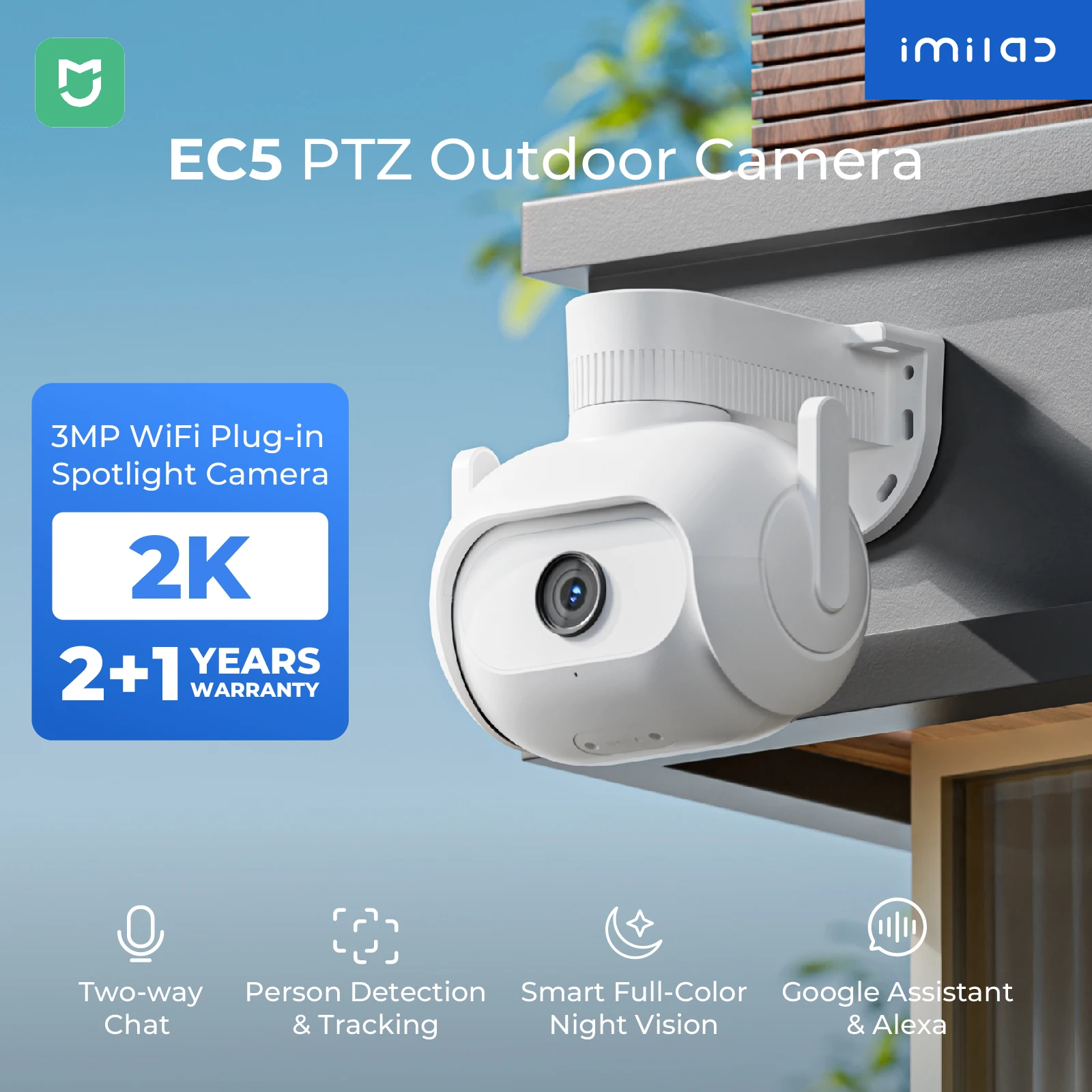 IMILAB EC5 -Smart Security System Kit, Outdoor Video Surveillance, Wireless App Control, Floodlight Camera, Wi-Fi, 2K 1
