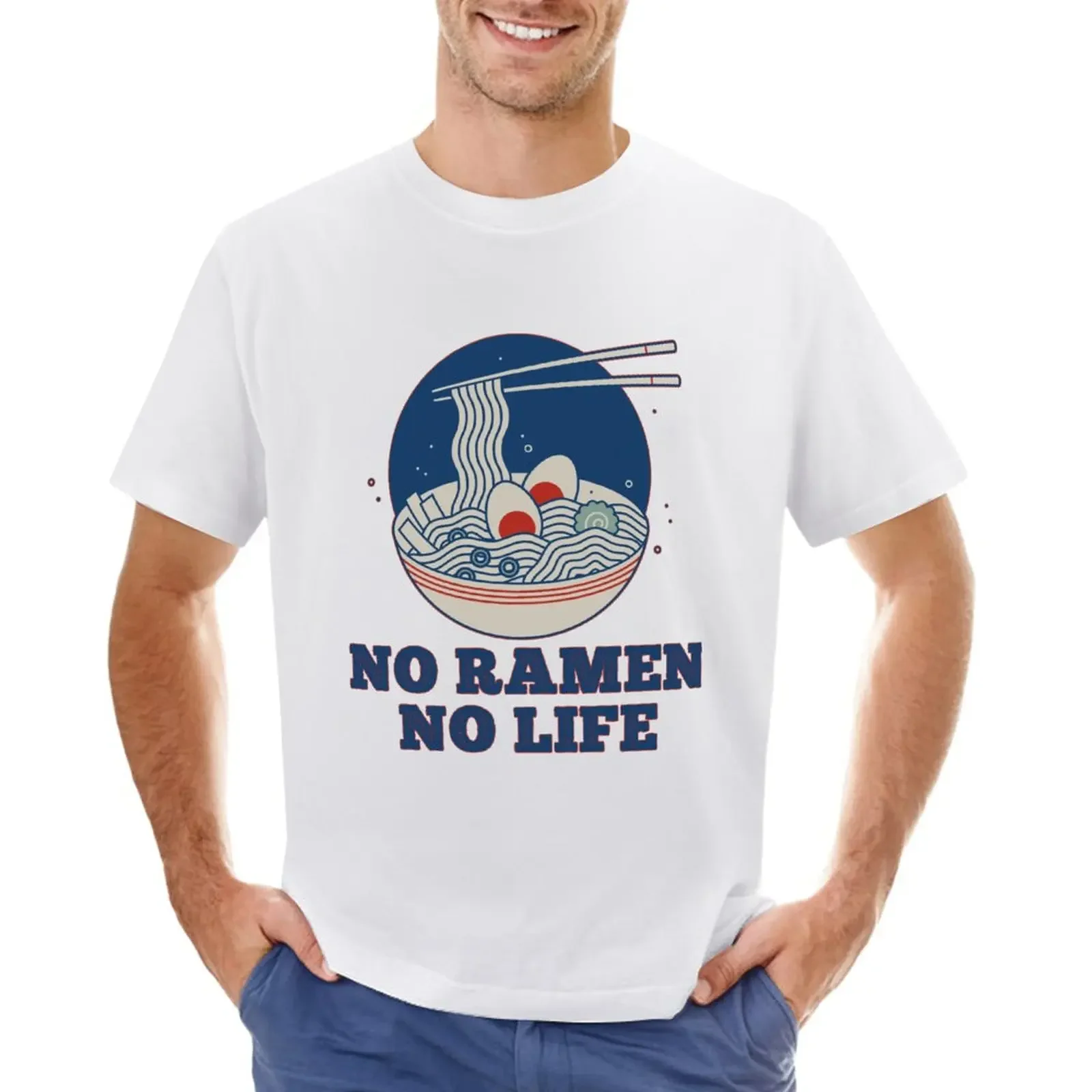 No Ramen No Life T-Shirt Vintage Sweat Mens Magliette Divertenti