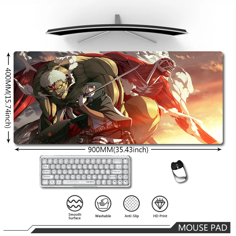 

Attack on Titan Mouse Pad Large Anime Mousepad Keyboard For Computers Mat For Mouse Locking Edge Office Carpets Waterproof Rug