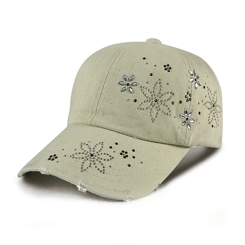 

Baseball Cap Women Men Sun Protection Curved Bill Rhinestone Hat Accessory For Holiday Running Sports Beach Outdoor