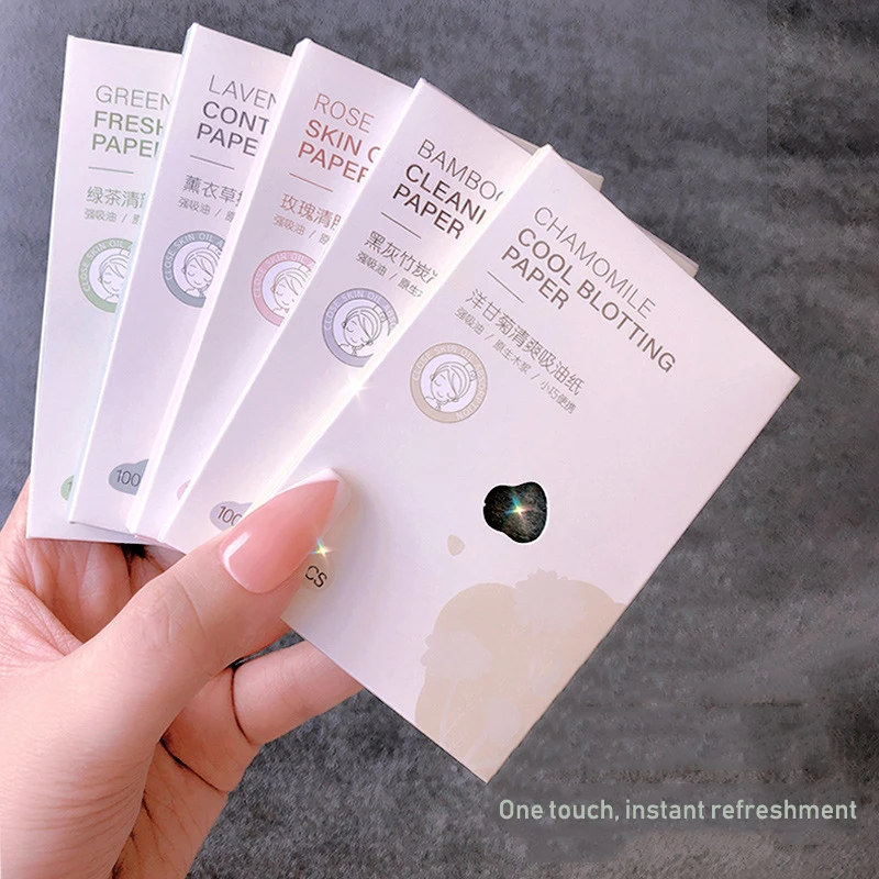 100 Sheets Green Tea Facial Oil Blotting Sheets Paper Cleansing Face Oil Control Refreshing Absorbent Paper Beauty Makeup Tools