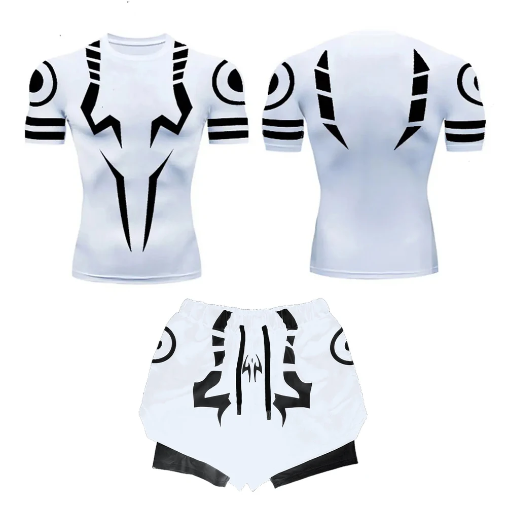 Anime Jujutsu Kaisen Compression Set for Men 3d Printed Compression Shirt+2 In 1 Double Layer Pants Workout Gym Performance Suit sports suit