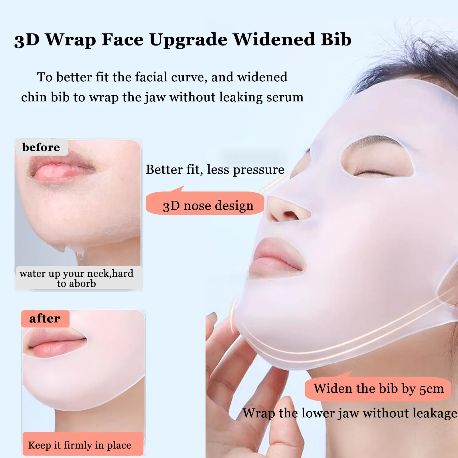 Masque en silicone réutilisable pour masque hydratant visage - 1 pièce