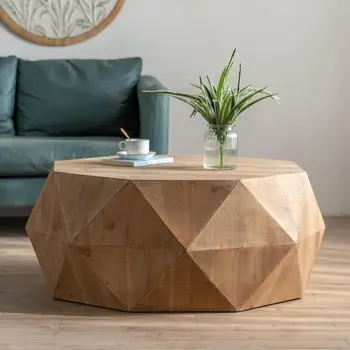 38" Modern Farmhouse Drum Coffee Table 1