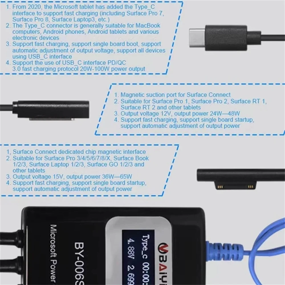 BY-006S Microsoft Power Cord Tool Quickly Confirm The Fault Point Of The Main Board For Surface Laptop Series Detect Test Cable