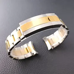 High-Quality GMT Silvery Black Men's Watch Case with Inner Ring - 40.5mm, Precision-Fit (7 silvery gold strap)