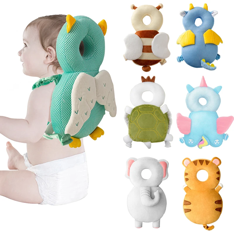 Toddler Baby Head Protector Safety Pad Cushion Backrest Prevention Angel Bee Cartoon Safety Pillow baby head protector pad support pillow backpack adjustable infant safety pad yellow