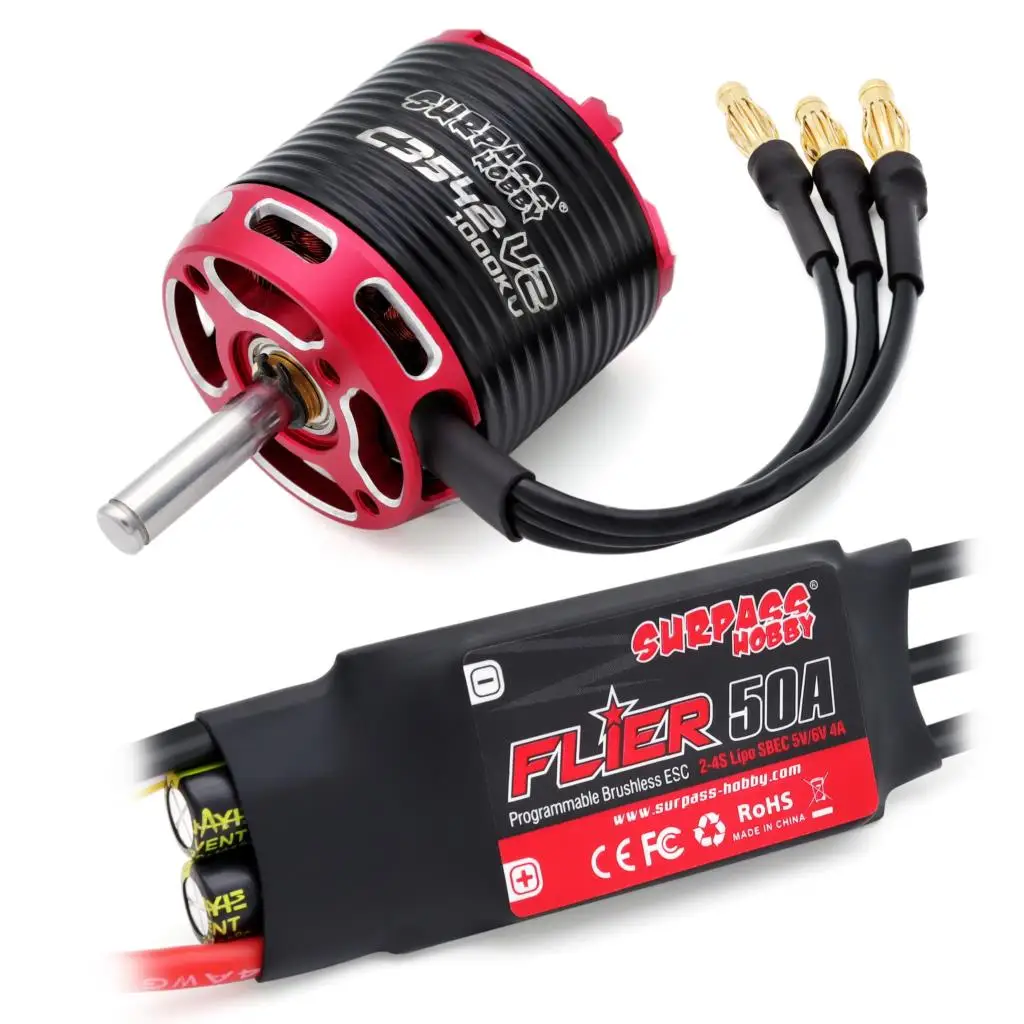 Surpass Hobby C3530 C3536 C3542 C3548 V2 Brushless Outrunner Motor 2-5S with 40A 50A 60A Brushless ESC For RC Aircraft Drone 5
