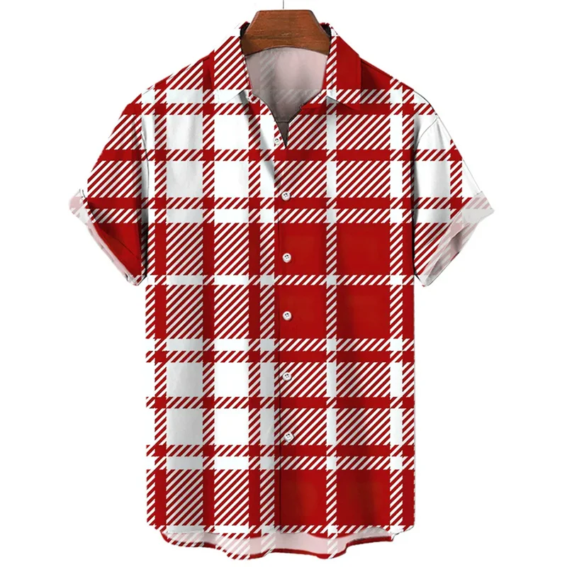 

Colorful 3d Print Plaid Shirt Men Lapel Button Short Sleeve Blouse Tops Casual Streetwear Harajuku Summer Oversized Shirts