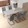 62.4" extendable 78.15" dining Table Set for 6-8 Person for Dining Room,C-shaped Tube Soft padded armless dining chair 5