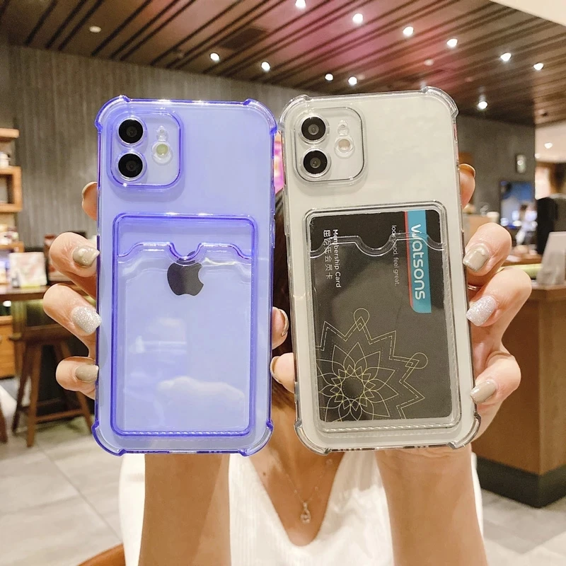 lifeproof case iphone 11 Transparent Card Slot Bag Holder Case For iPhone 13 11 12 Pro Max X XS XR SE 2020 7 8 Plus Clear Shockproof Soft Wallet Cover iphone 11 cover