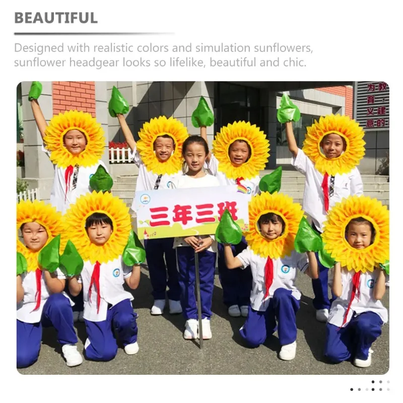 Sunflower Head Set 1set Children Dance Show Face Games Opening Ceremony Entrance Props Sun Face Set Cosplay sunflower head set