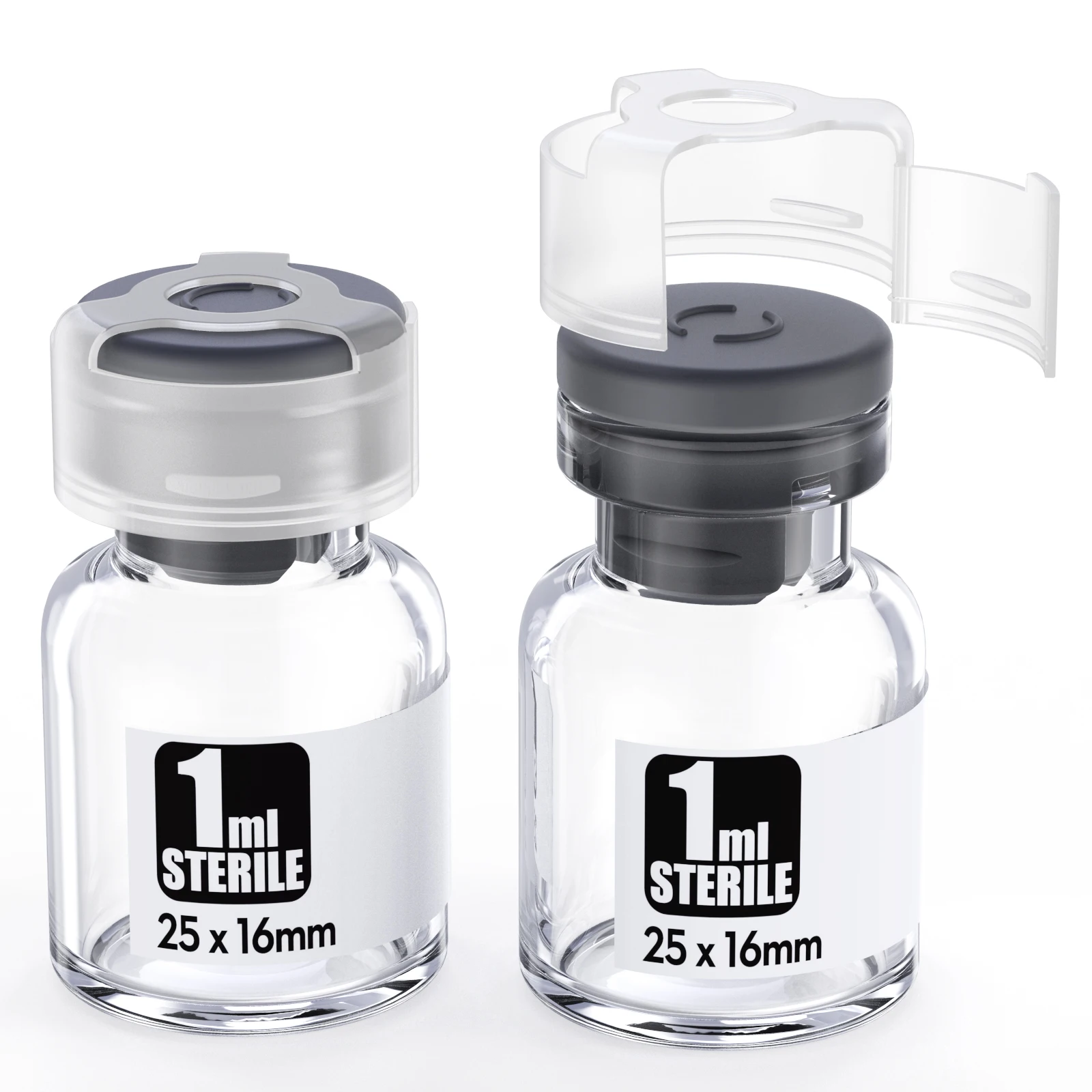 Clear Sterile Glass Vials Locking Cap 13 /20 mm Self Healing Injection Port Buckle Glass Vials sterile Package