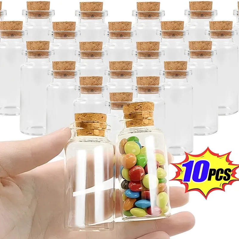 10PCS Mini Glass Bottle with Cork Clear Wish Bottle Hanging Decoration Wedding Centerpiece Favors Glass Jar Wedding Decor