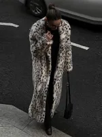 Retro Leopard Faux Fur Long Coats Women Winter Warm Thicken Open Maxi Coat Female Casual Loose Elegant Chic Street Outwear 1