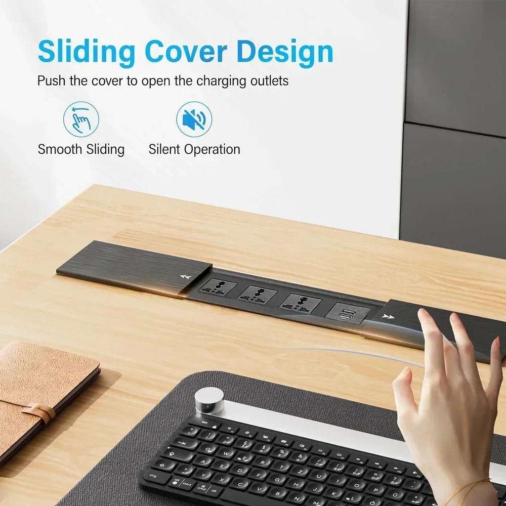 غطاء منزلق بمقبس طاولة مدمج عالمي مع مقبس كهربائي...
