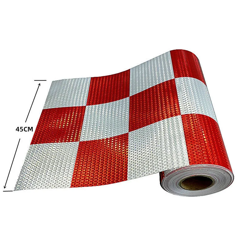 Red White Lattice Reflective Film Sticker for Anti-collision Barrier Road Barricade Traffic Facilities Self-adhesive Tape