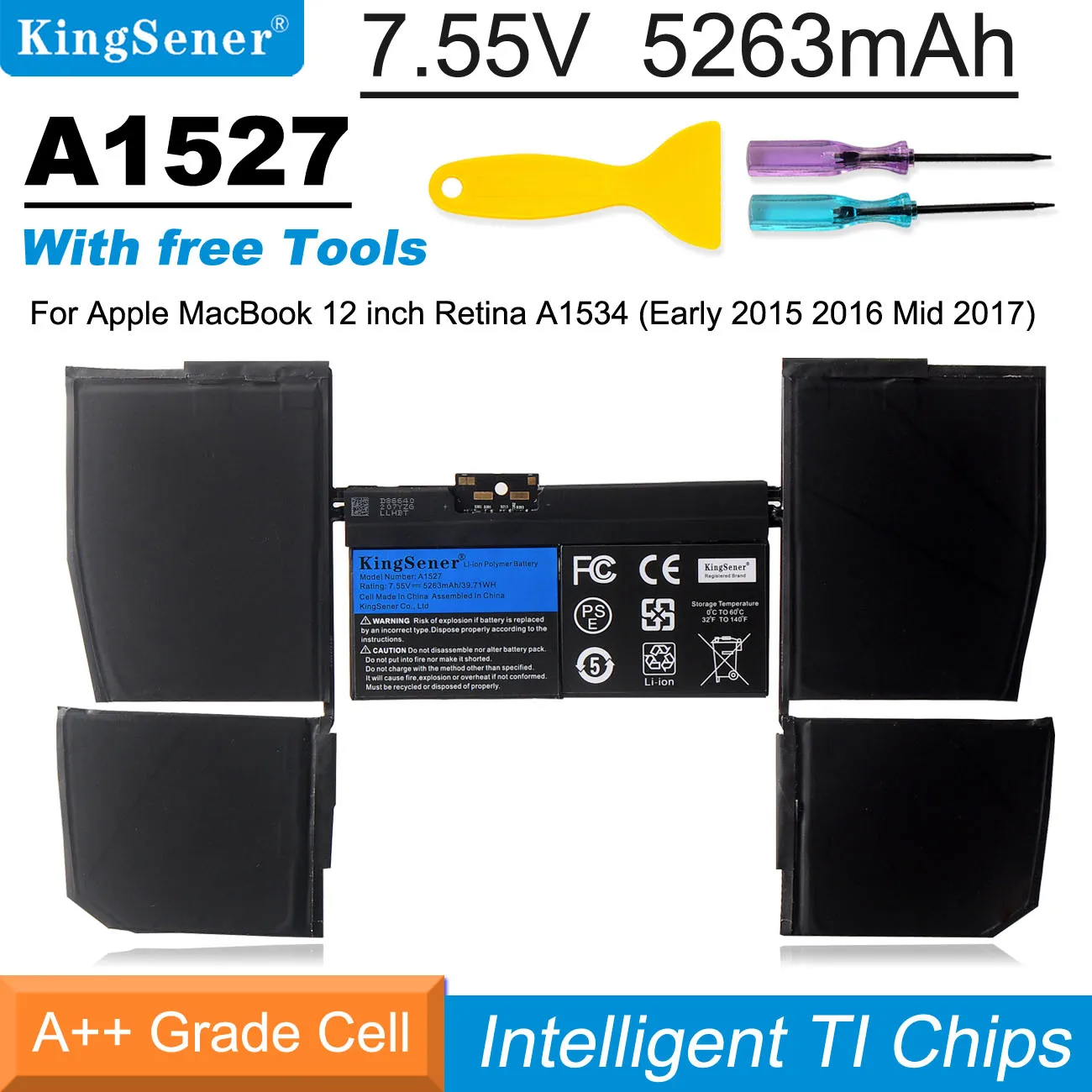 Kingsener-bateria do Portátil para Apple Macbook Pro 12 em A1534 2023 2023 2023 Mf855 Mjy32ch a Mk4m2 Emc2746 Emc2991 A1527 A1705