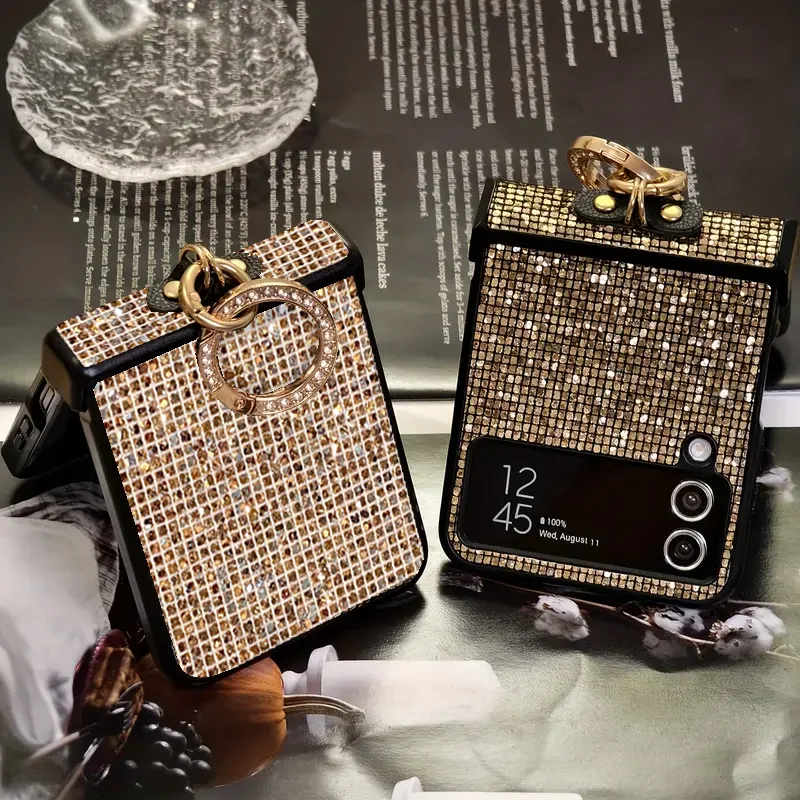 Luxurious Shiny Artificial Diamond-Plated Ring Buckle Phone Case