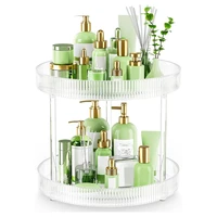 360° Rotating Storage Tray 2 Tier Lazy Susan Bathroom Countertop Organizer, Cosmetics And Perfume Organizer 1