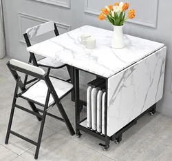 Mesa de Comedor Cuadrada y Plegable de Estilo Europeo, Ideal para Apartamento Pequeño, Casa u Hotel