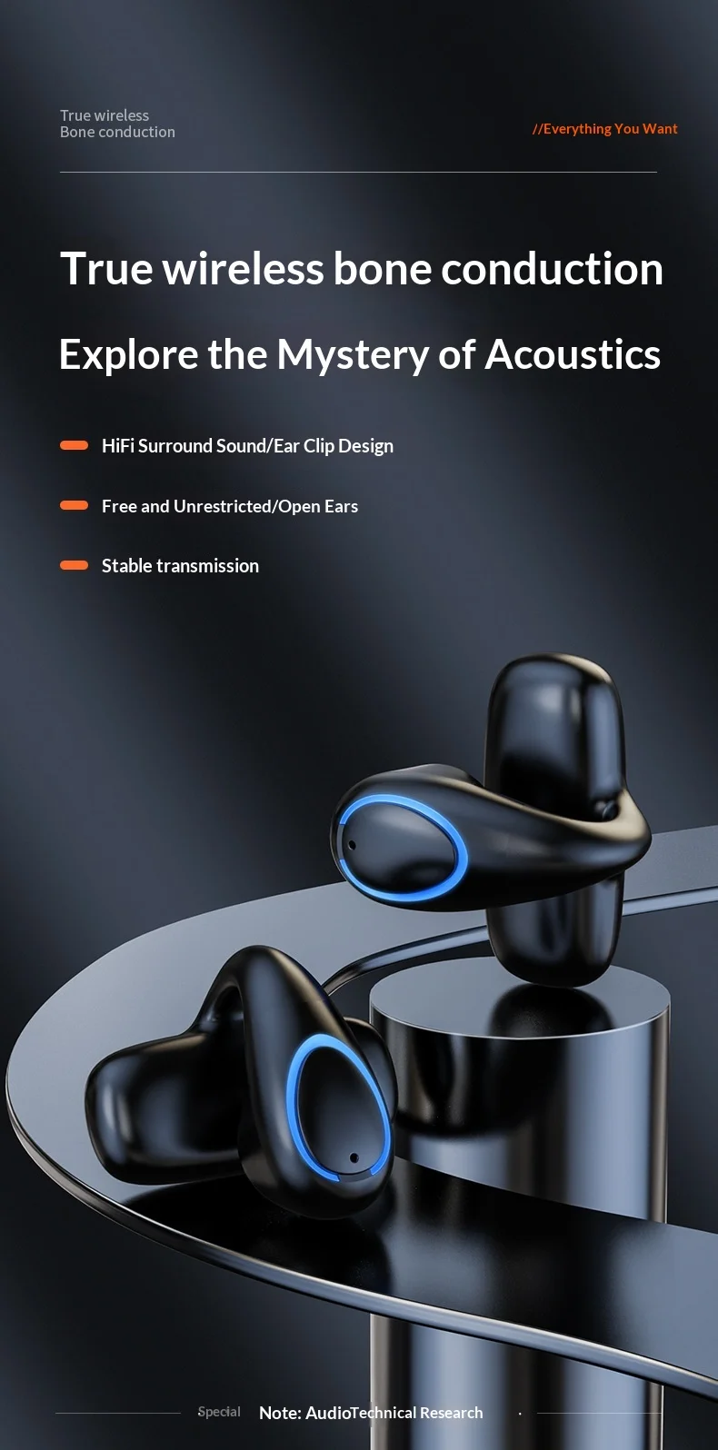 Einzelohr Knochenschall Sportkopfhörer Kabellos Bluetooth_voghion.com