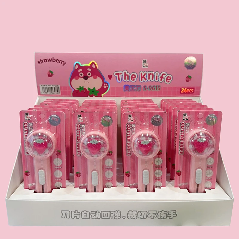 couteau-utilitaire-disney-lotso-cutter-kawaii-anime-outils-de-bricolage-etudiant-creatif-fournitures-d'art-scolaire-et-de-bureau-24-pieces