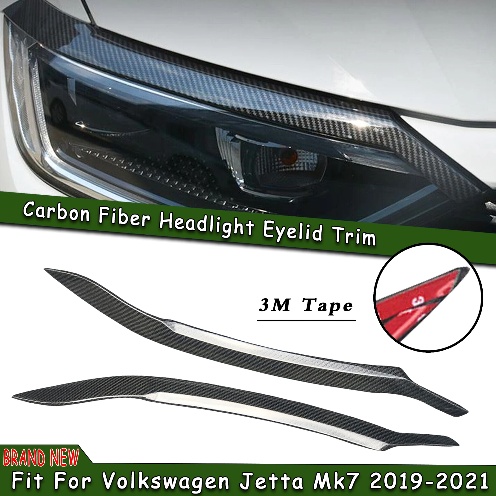 

Carbon Fiber Headlight Eyebrow Trim Headlamp Eyelid Car Front Head Light Lamp Cover Brow For Volkswagen VW Jetta MK7 2019-2021