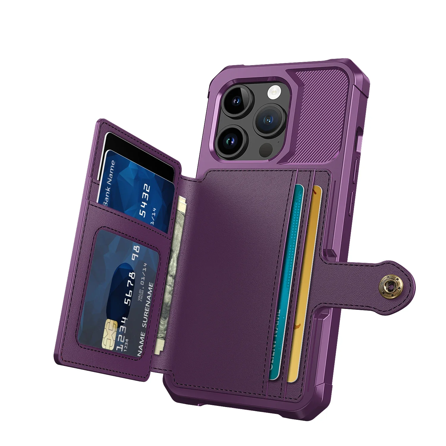 Leather Magnetic Card Slot Wallet Case - Anti-Drop Protection & Holder Pocket Cover