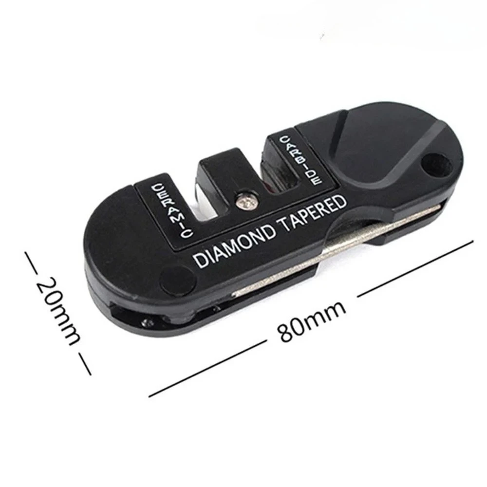 Knife Sharpener Multifunction Pocket Knife Sharpener 4 In 1 Foldable Sharpening Stone with 3 Stages Ceramic & Carbide & Diamond Tapered
