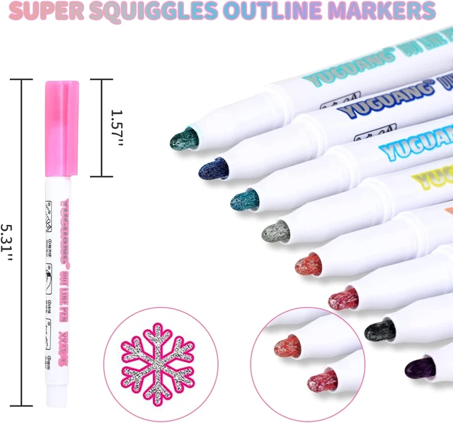 Drawing Double Line Outline Pen  Double Line Outline Markers - 8 Color Pen  - Aliexpress