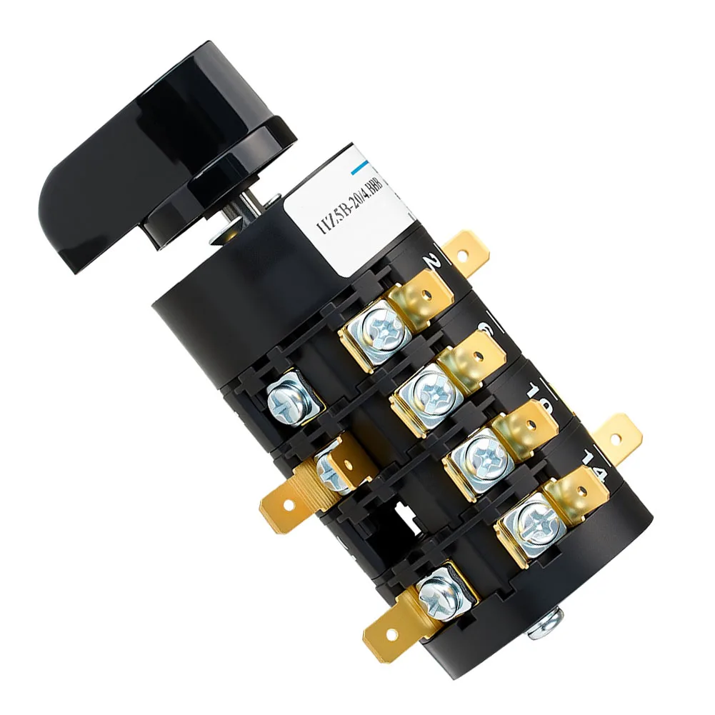 산업용 제어 회로용 7 위치 4 섹션 로터리 캠 스위치 HZ5B-20/4 AC380V 20A 난연성 쉘