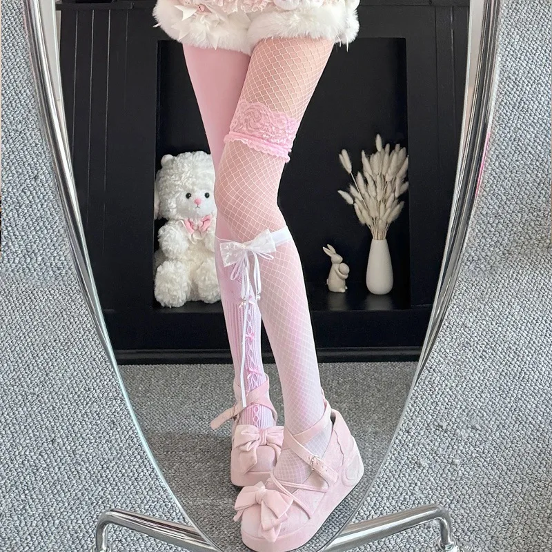 Damenstrümpfe im japanischen Stil, sexy, süß, einfarbig, AB, modisch, vielseitig, atmungsaktive Netzstrümpfe für Mädchen, Großhandel – Detail 4