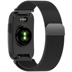 14mm Metal Milanese Loop Magnetic Bracelet Strap - Adjustable Sport Band Replacement Belt - Garmin Lily2 Classic (Black)