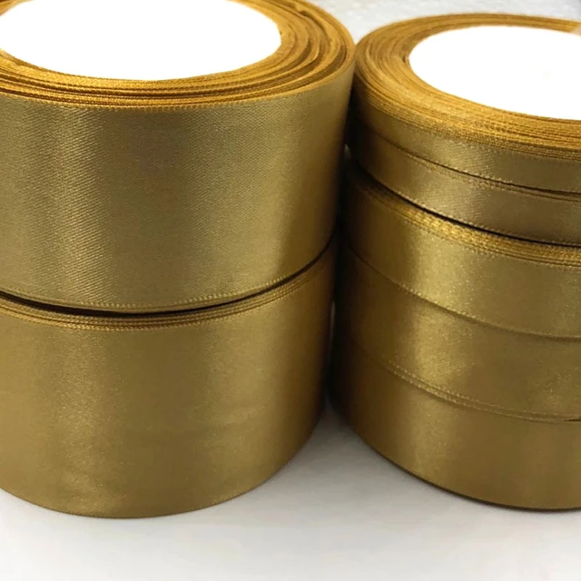 25 Yards Gold Silk Satin Ribbon Gift Wrapping Bow Wedding Party Decoration  Christmas New Year Apparel Sewing Fabric Ribbon