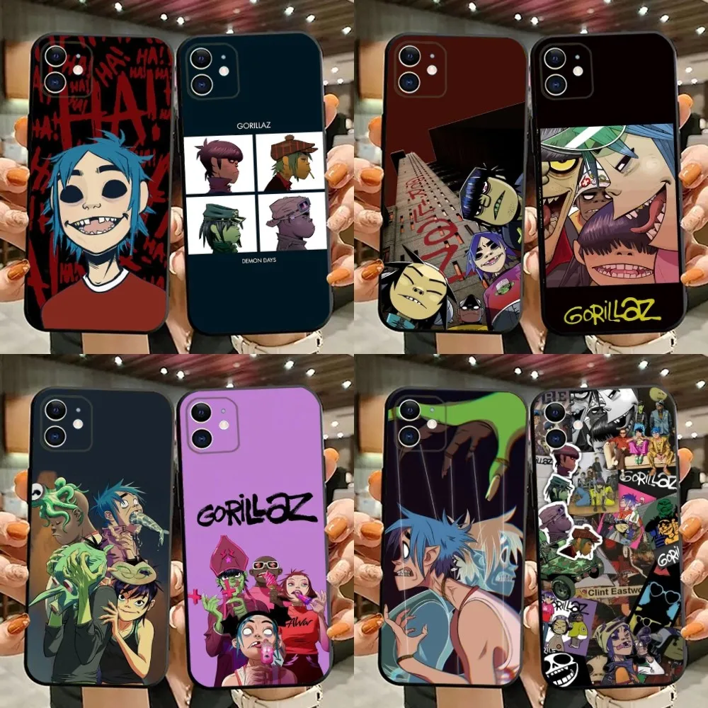 G-Gorillaz Rock Band Cartoon Soft Silicone Phone Case - Black Cover