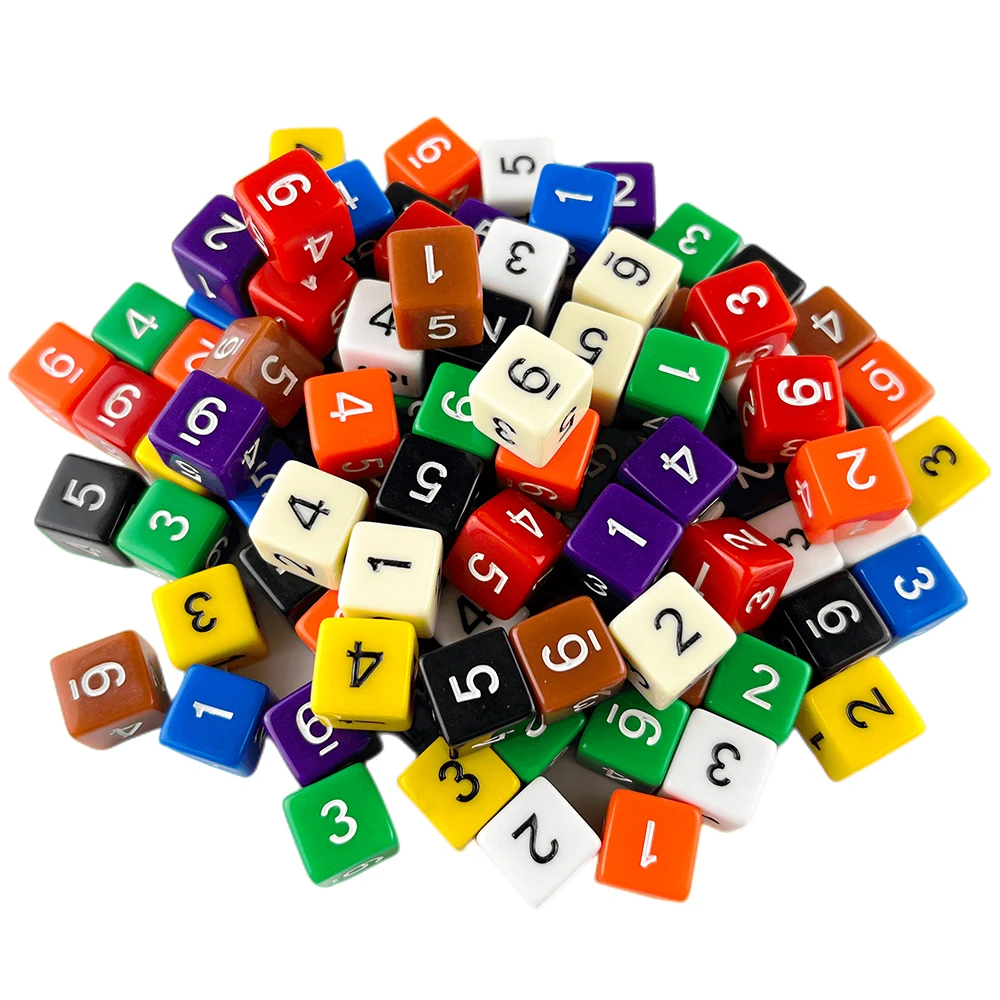 D6 Polyhedral Dice 16mm TRPG DND Digital Dice Game Set 6 Sides 10Pcs for Board Game game dice dice set acrylic dice