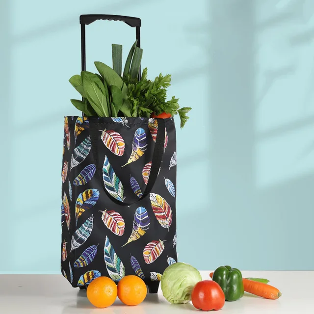 Összecsukható Bevásárló Táska Ladies Pull Cart Bevásárlókészlet Tároló A Szervező Hordozható Zöldségkocsi Kerekes Piacához