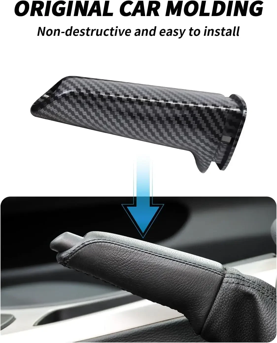 ABS Car Handbrake Grips Cover Trim Handbrake Cover for BMW E90 E92 E60 E39 F30 E31 F34 F10 F20 2005-Carbon Fiber Pattern
