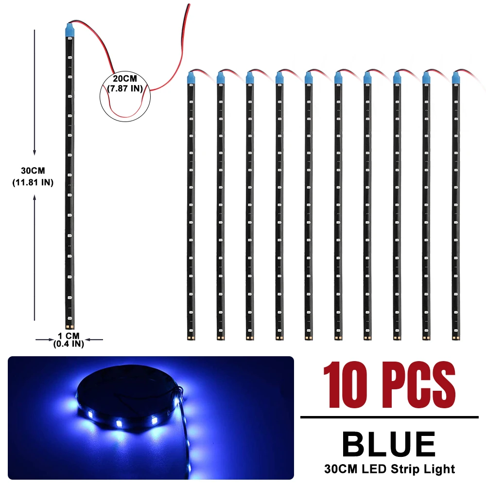 ตัวเลือกสินค้า แถบไฟ LED ตกแต่งภายในรถ 15 ดวง สีแดง 30 ซม.