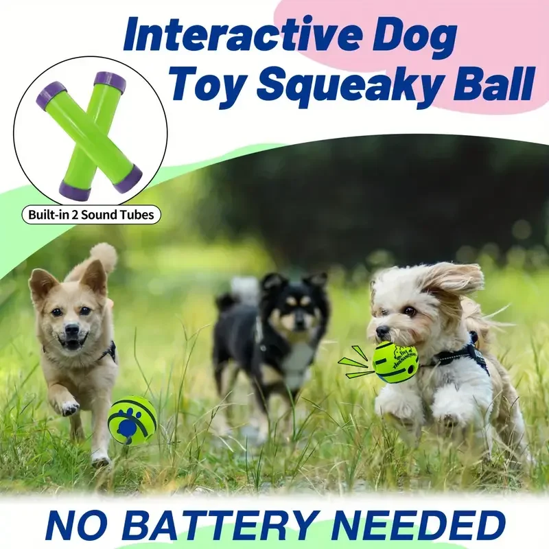 Pet Dog Toy Ball Wobble Wag Giggle Ball Interactive Dog Cat Toy Chew Toy Giggle Sounds Toy When Rolled or Shaken For Pet Dog Fun 5