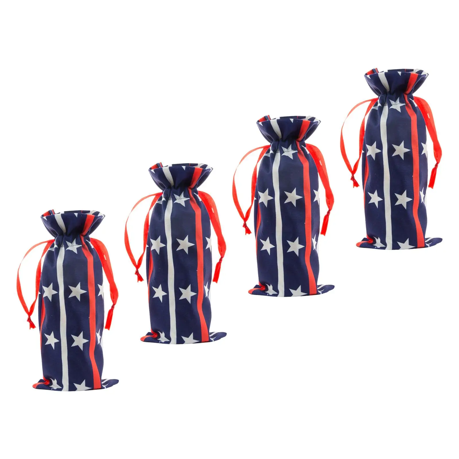 4x Drawstring Wine Bottle Bags Wine Accessory 4TH of July Wine Gift Bags