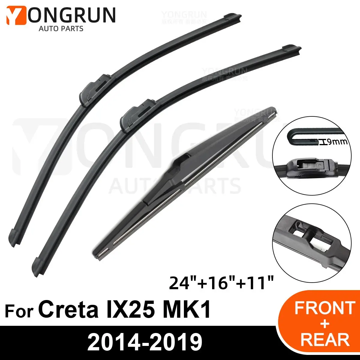 

Щетка стеклоочистителя для Hyundai Creta IX25 MK1 24 "16" 11 "2014-2017 2018 2019