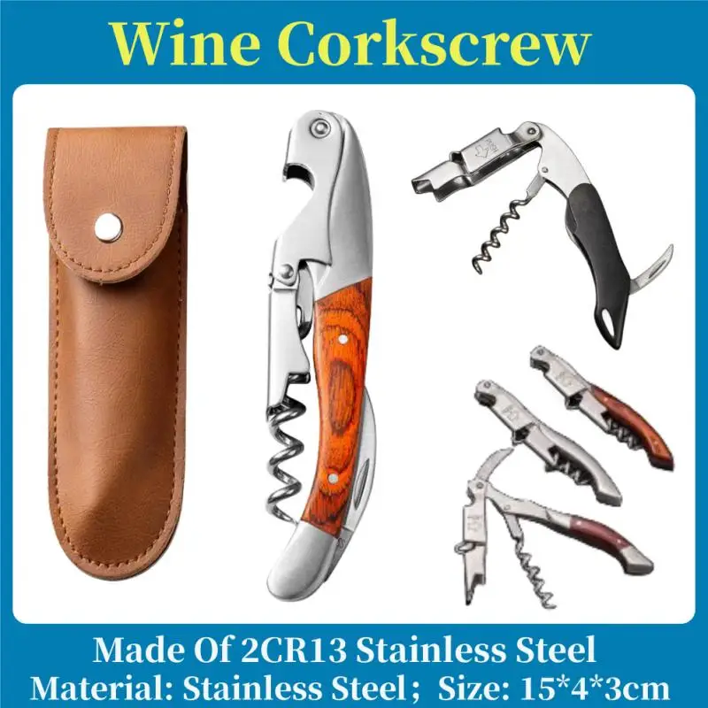 Wood Handle Corkscrew Professional Wine Opener Portable Screw Corkscrew Multifunction Beer Bottle Opener Kitchen Bar Tool