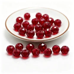 Dark Red Rondelle Glass Crystal Beads - DIY Jewelry Accessories - 4mm 125pcs (Dark Red)