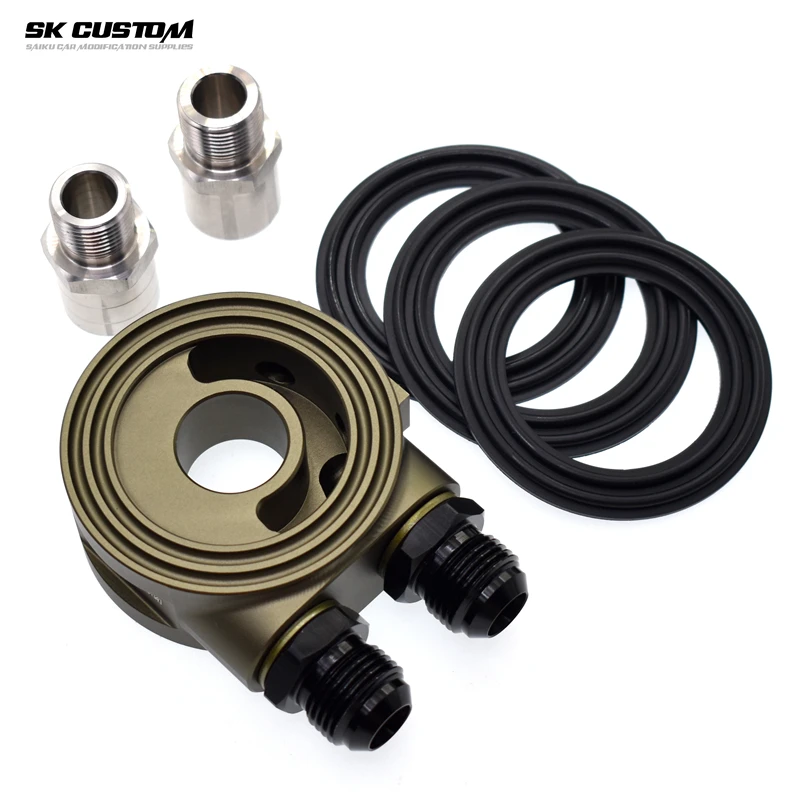 Oil Radiator Adapter Car Aluminum Universal Oil Filter Car Modification Engine Cooling For Cooler Plate Kit AN10 AN8 oil cooler kit aluminum radiator aluminum radiator kit oil filter adapter