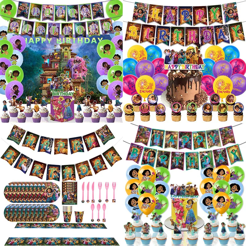 

Variety Of Styles Cartoon Encanto Birthday Party Decoration Supplies Plate Cup Hat Children Baby Shower Supplies Girl Favor Gift